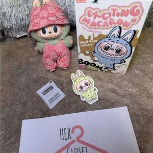 POP MART Exciting Macaron Vinyl Figure in Pink & Green Outfit